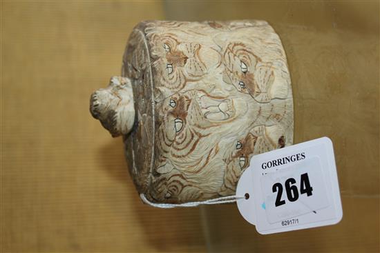 A Japanese ivory tusk box and cover, Meiji period, 10 x 9cm
